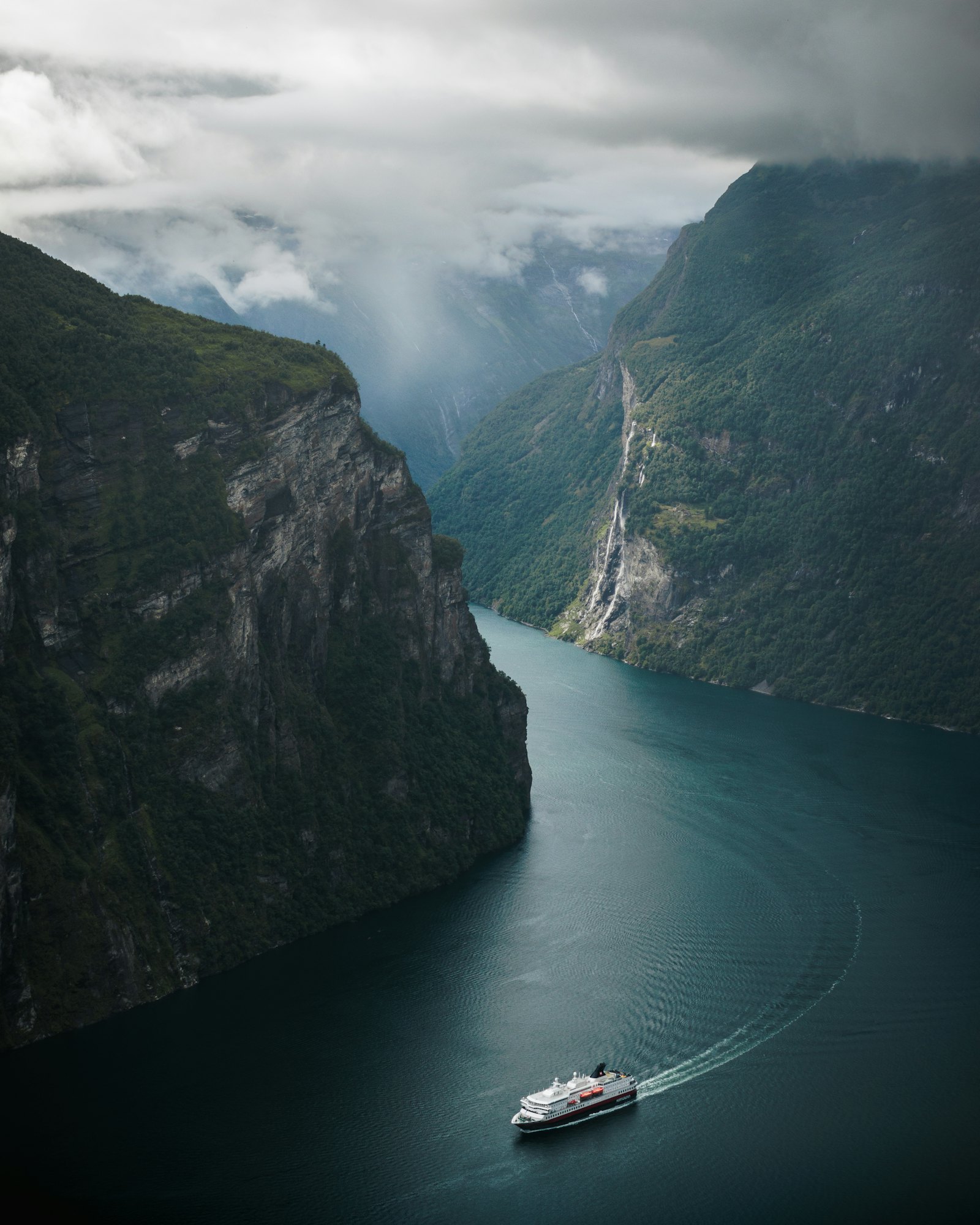Fjord in low cloud