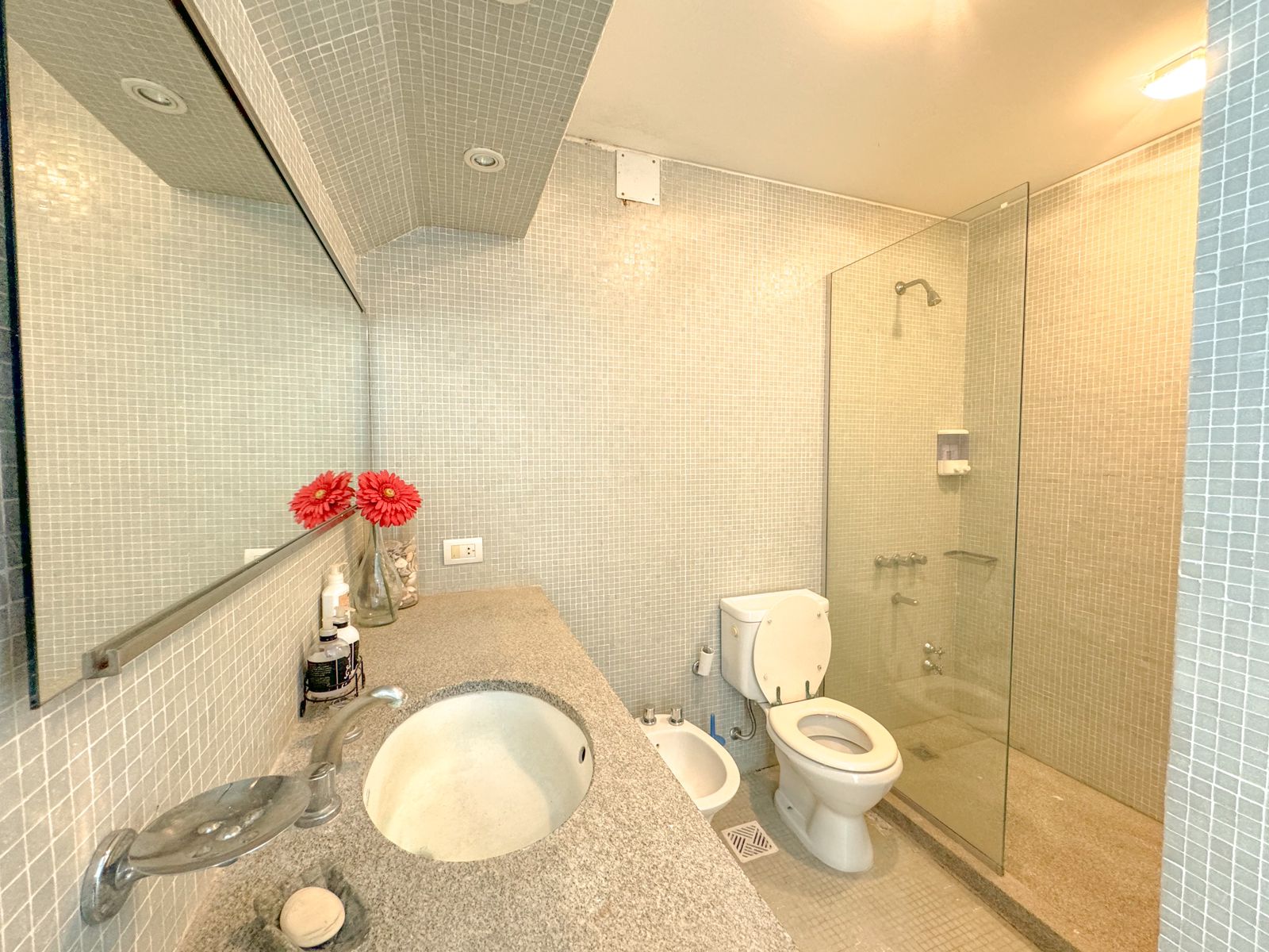Large glass shower cabin