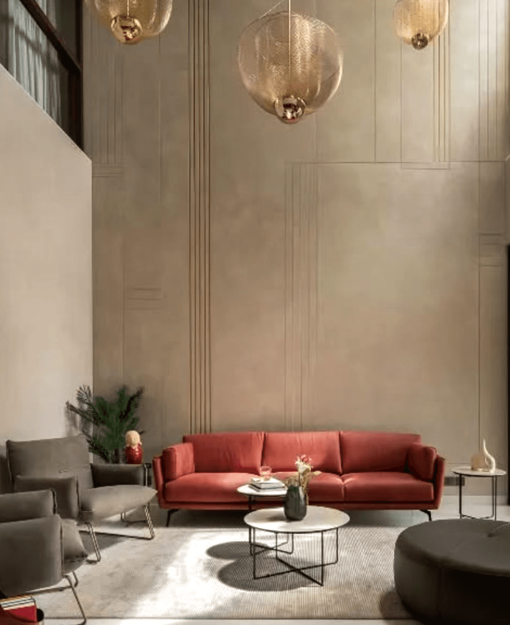 brown and white couch beside window