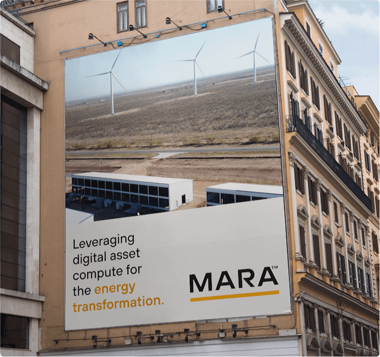 MARA brand large-format advertising placement on the side of building
