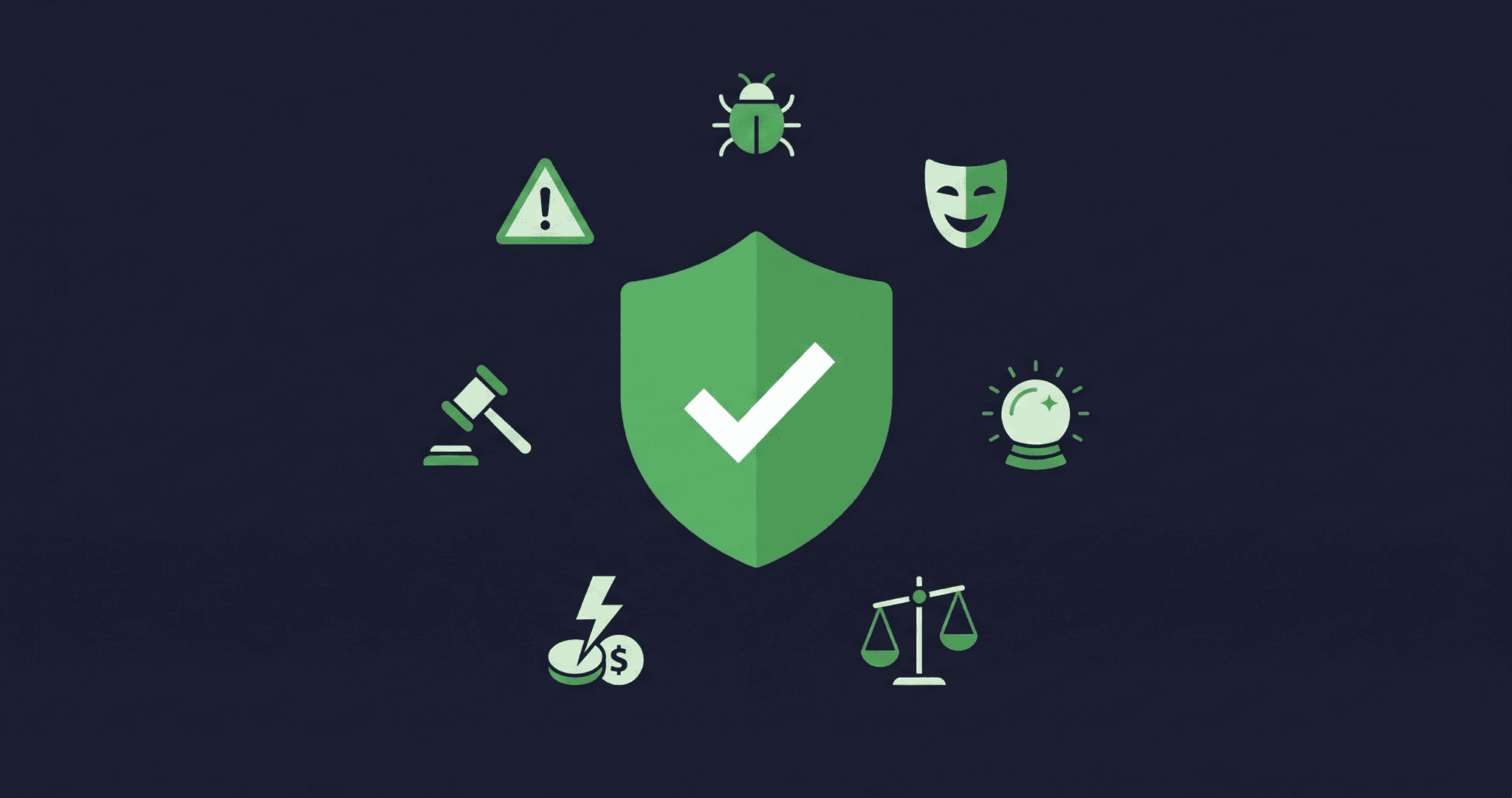 Visual guide showing seven types of DeFi risks with severity indicators