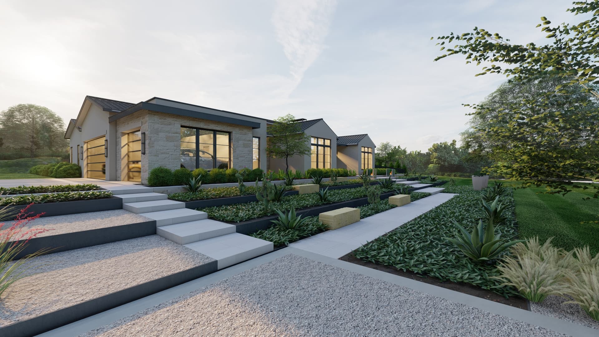 Structured front yard design for Aledo Modern Farmhouse. 