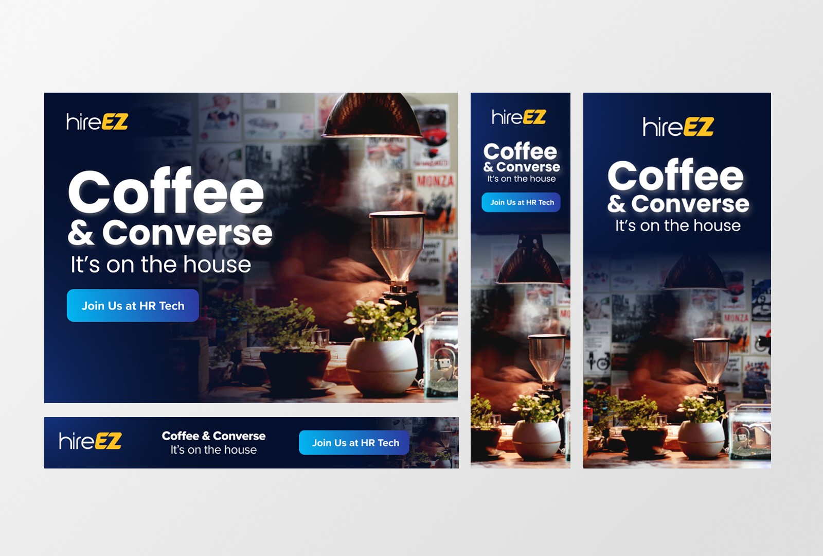 HireEZ web ads showing multiple sizes to be displayed in specfic ads spaces