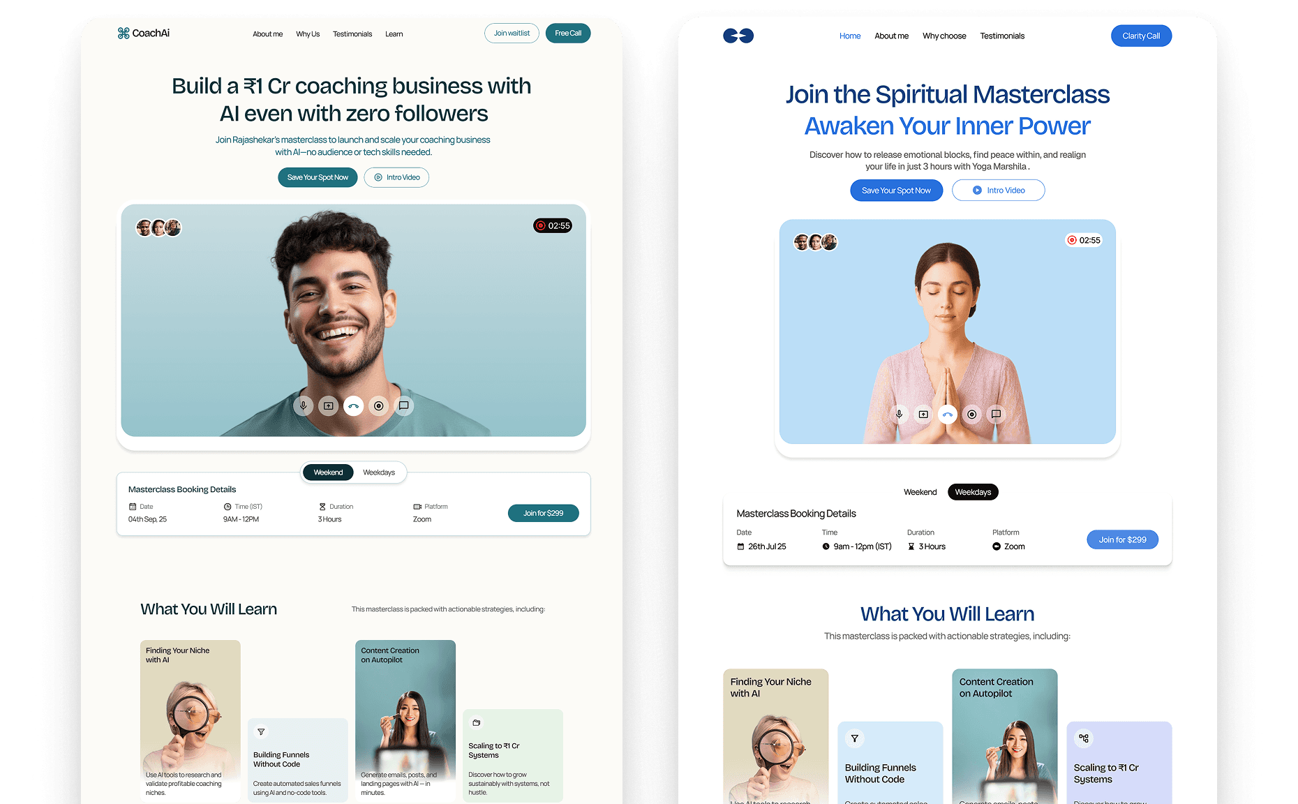 Landing page customizable