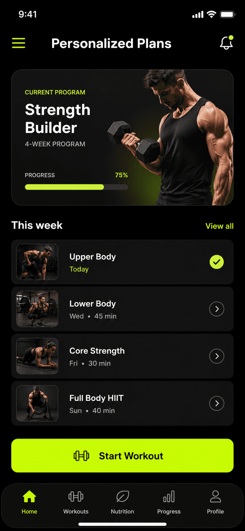 Personalized Plans app screen