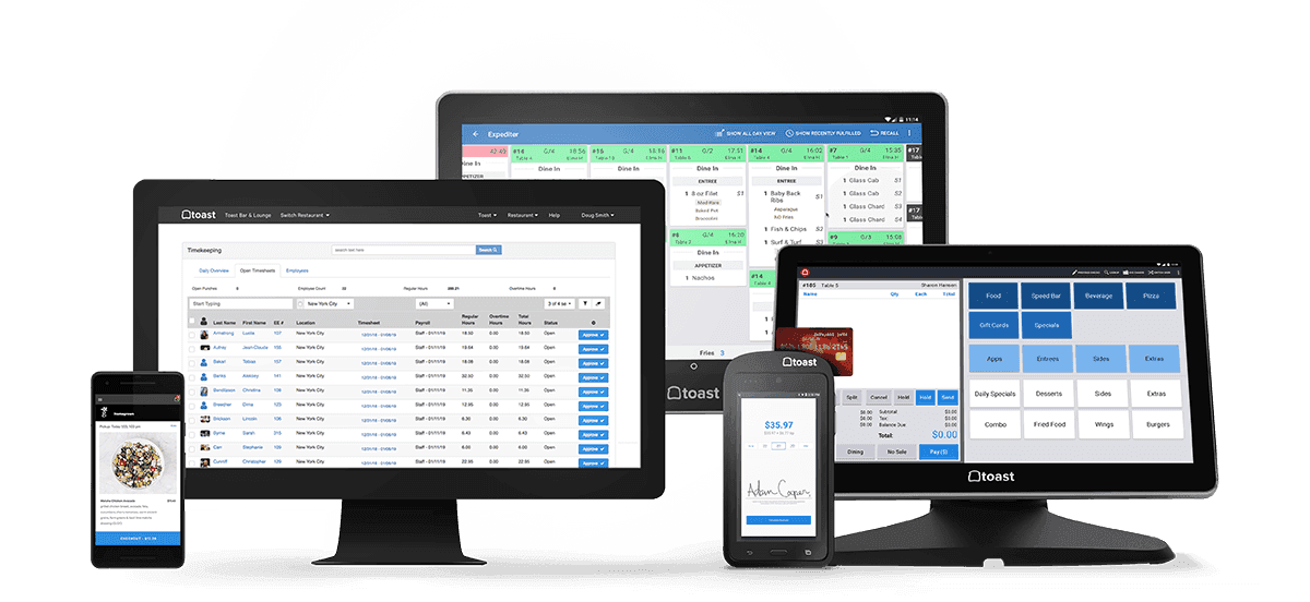 Toast's system across various devices