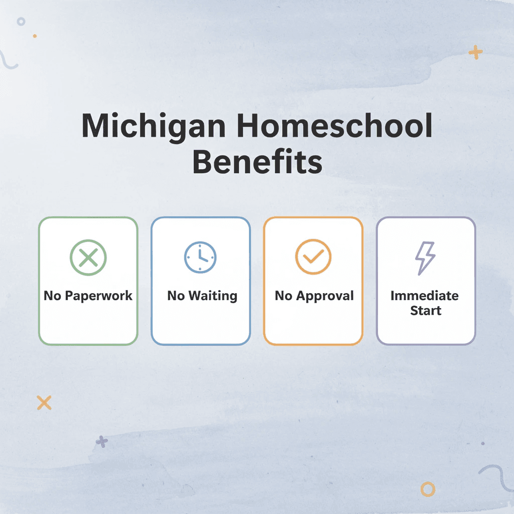 Infographic showing Michigan homeschool benefits