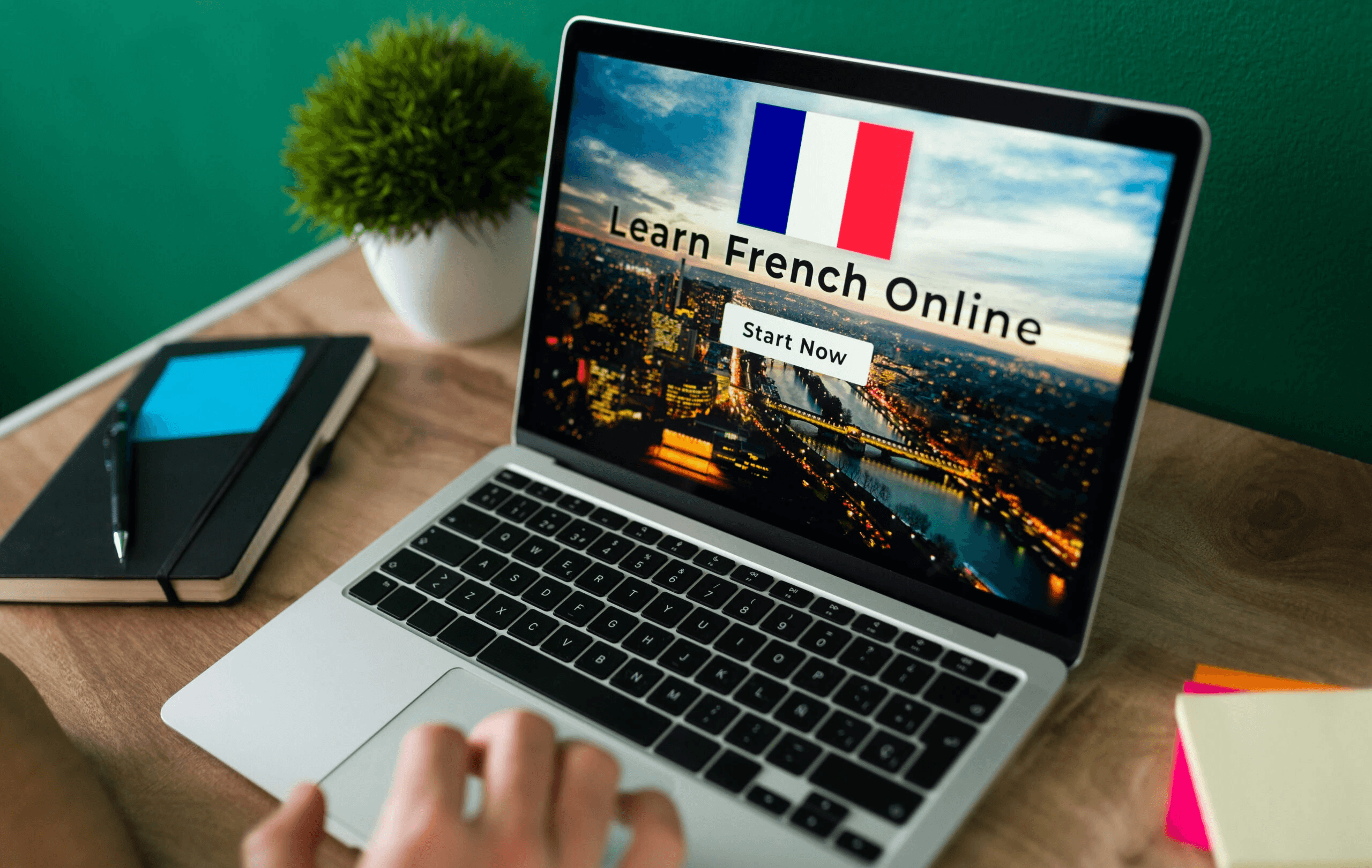 Person using laptop to learn French - Best French Courses Online 