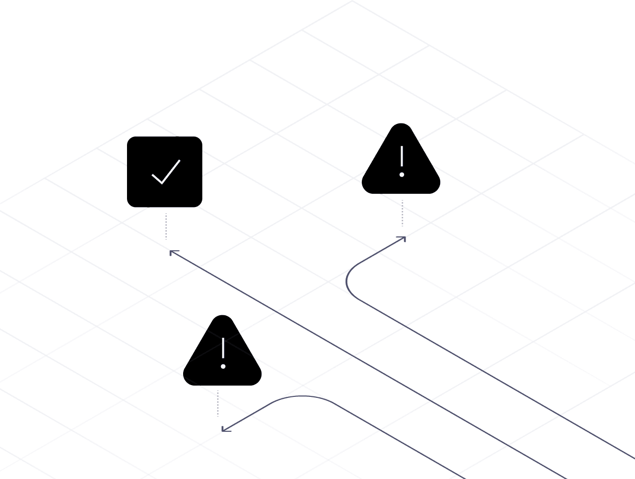 Cargoo tender scenario paths, one passing and two hitting warnings