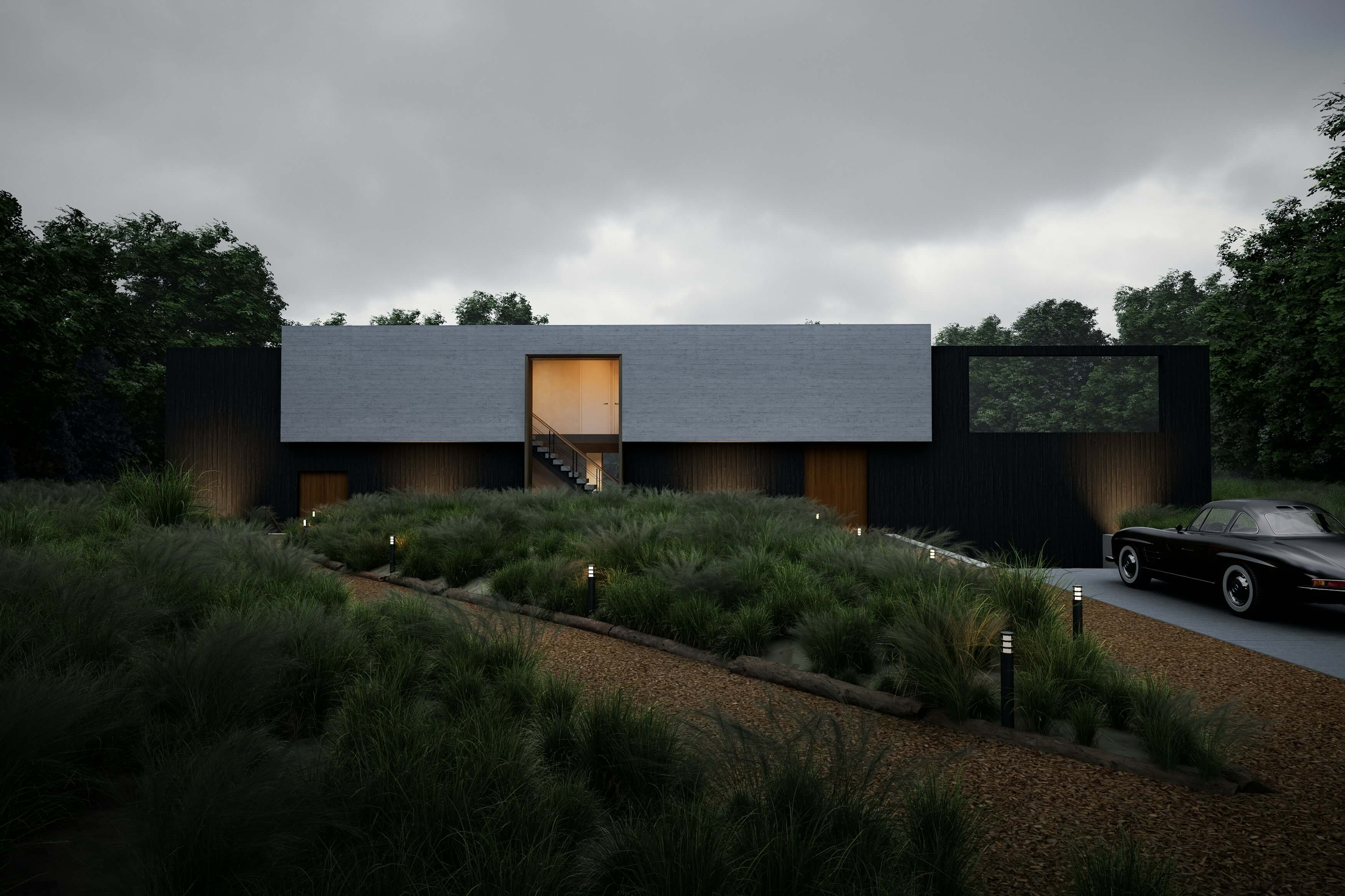 High-end scandinavian house in a forest