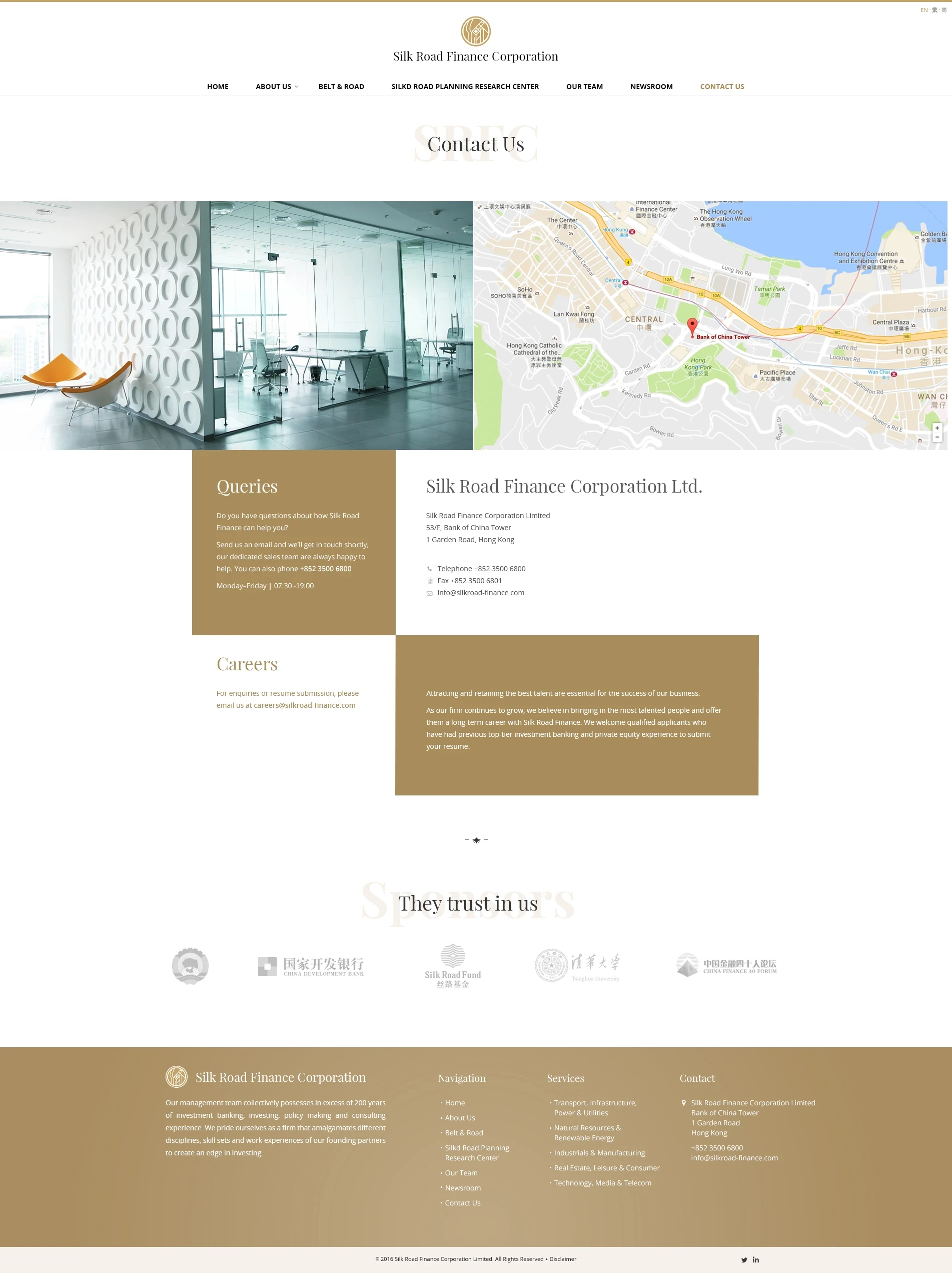 Page Contact du site Silk Road Finance Corporation