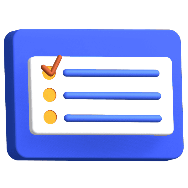 3D checklist icon representing proposals and recommendations