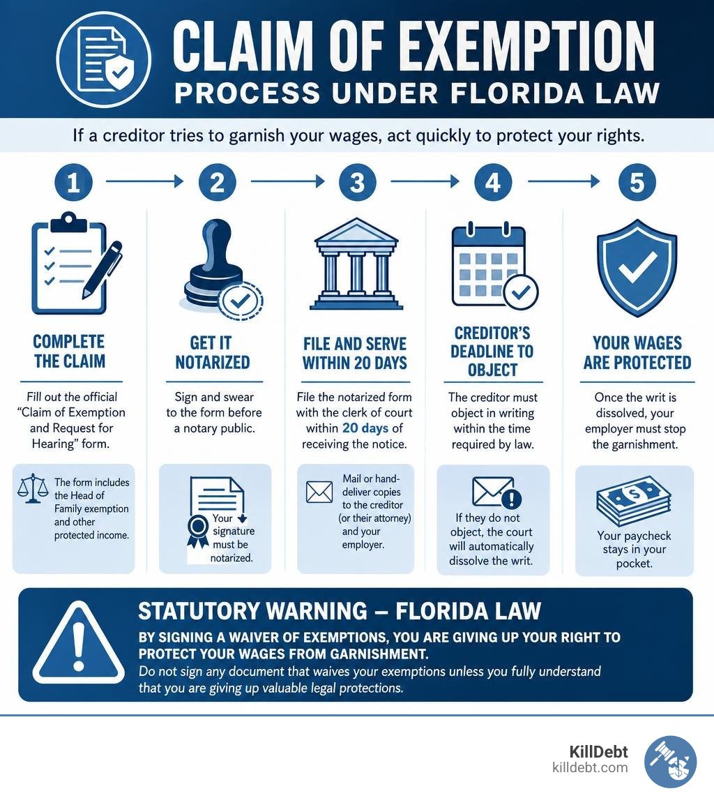 Claim of Exemption process under Florida law infographic