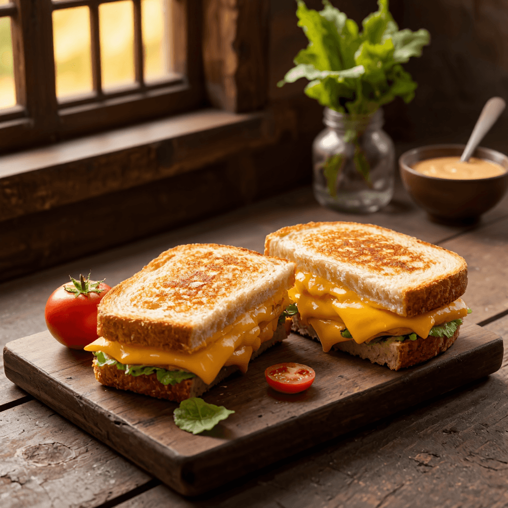 product photography of plate of grilled cheese sandwiches