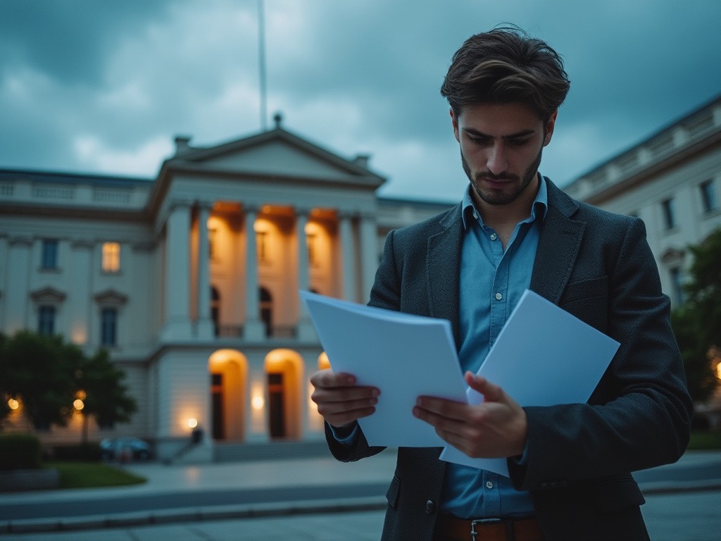 a man with papers