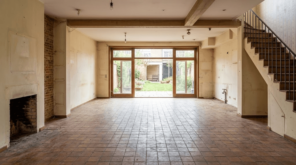 Maison avant rénovation complète avec plusieurs postes à reprendre.