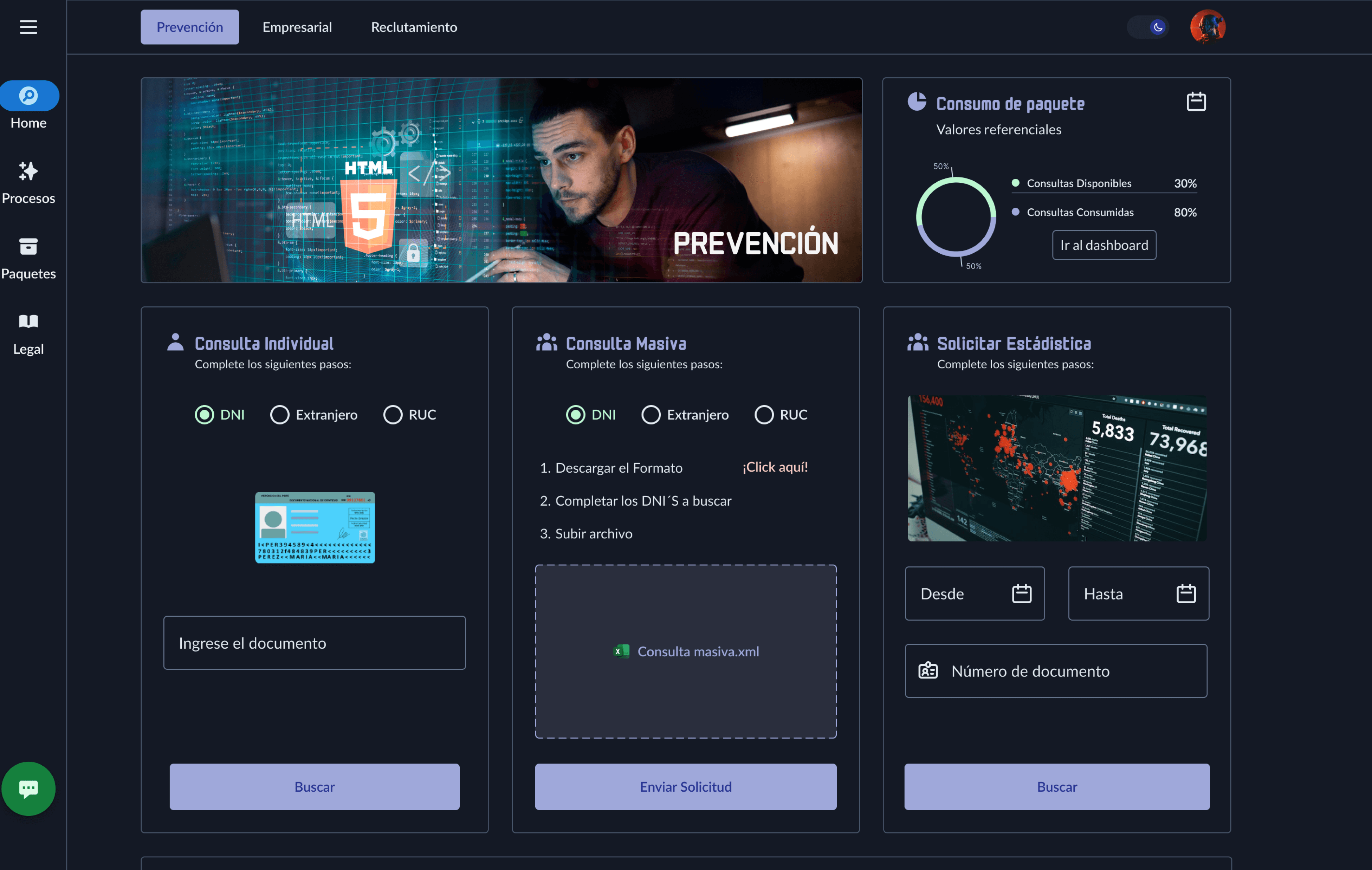 Captura de pantalla de app de recursos humanos