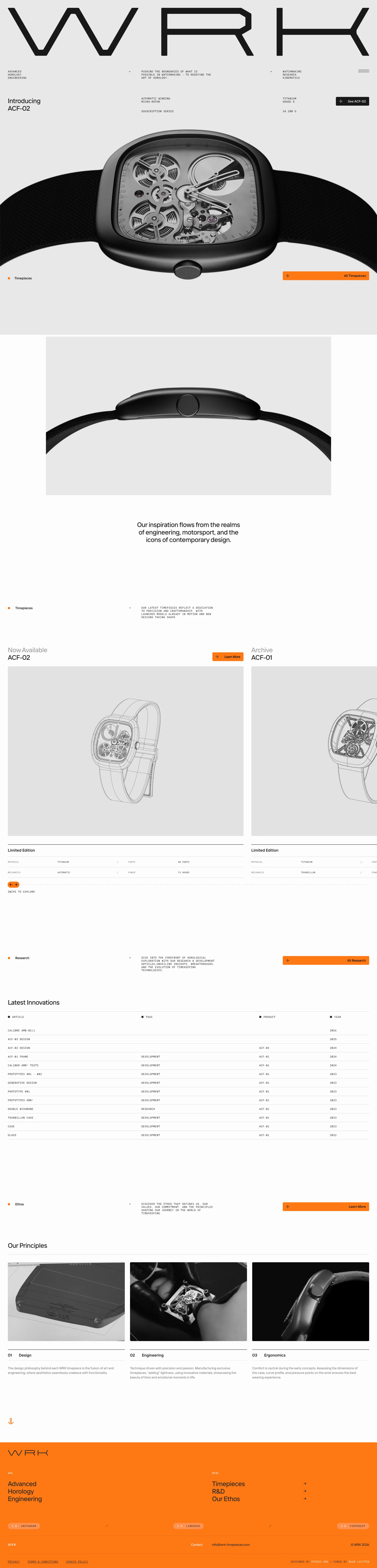 Advanced Horology Engineering ecommerce page screenshot showcasing Ecommerce and Fashion design