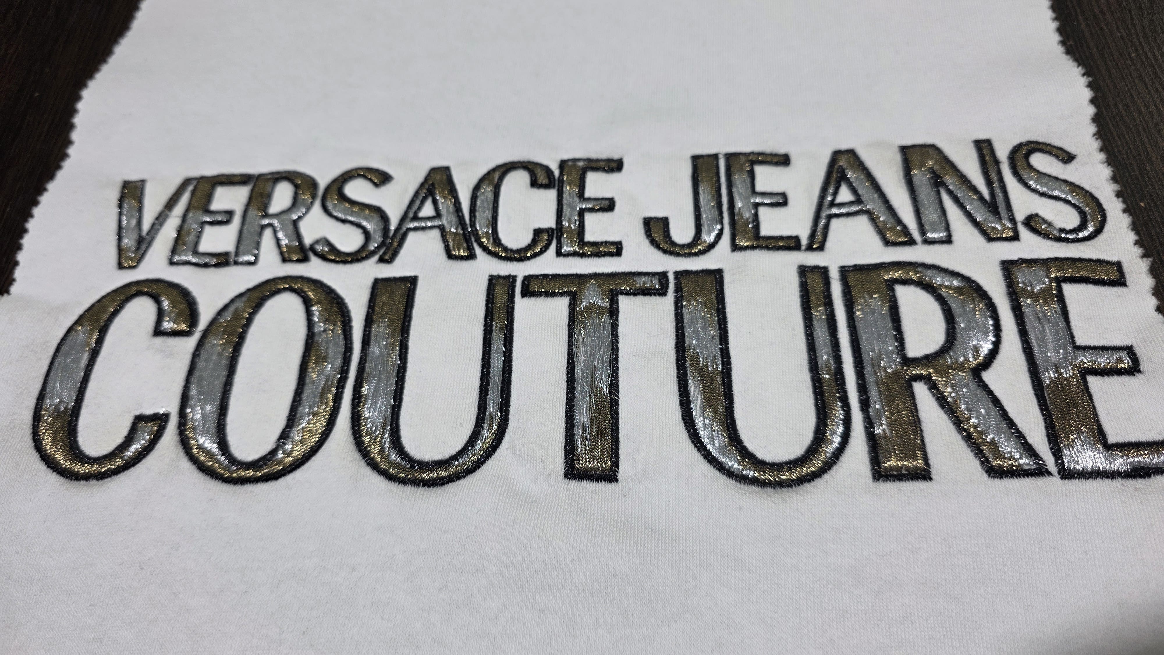 Close-up detail of embroidered