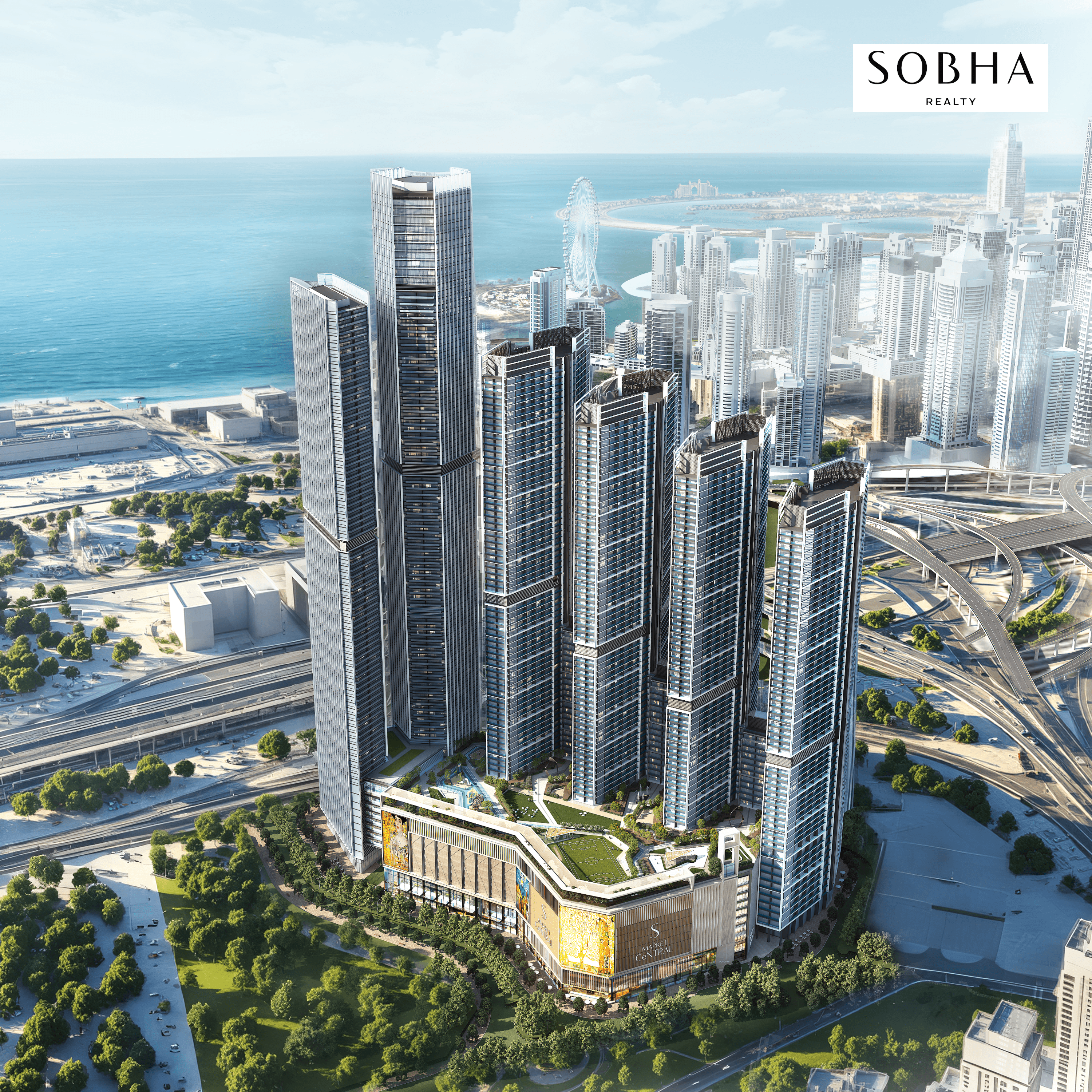 Sobha Central is a new, mixed-use development by Sobha Realty, featuring six premium residential towers located on Sheikh Zayed Road in Dubai.