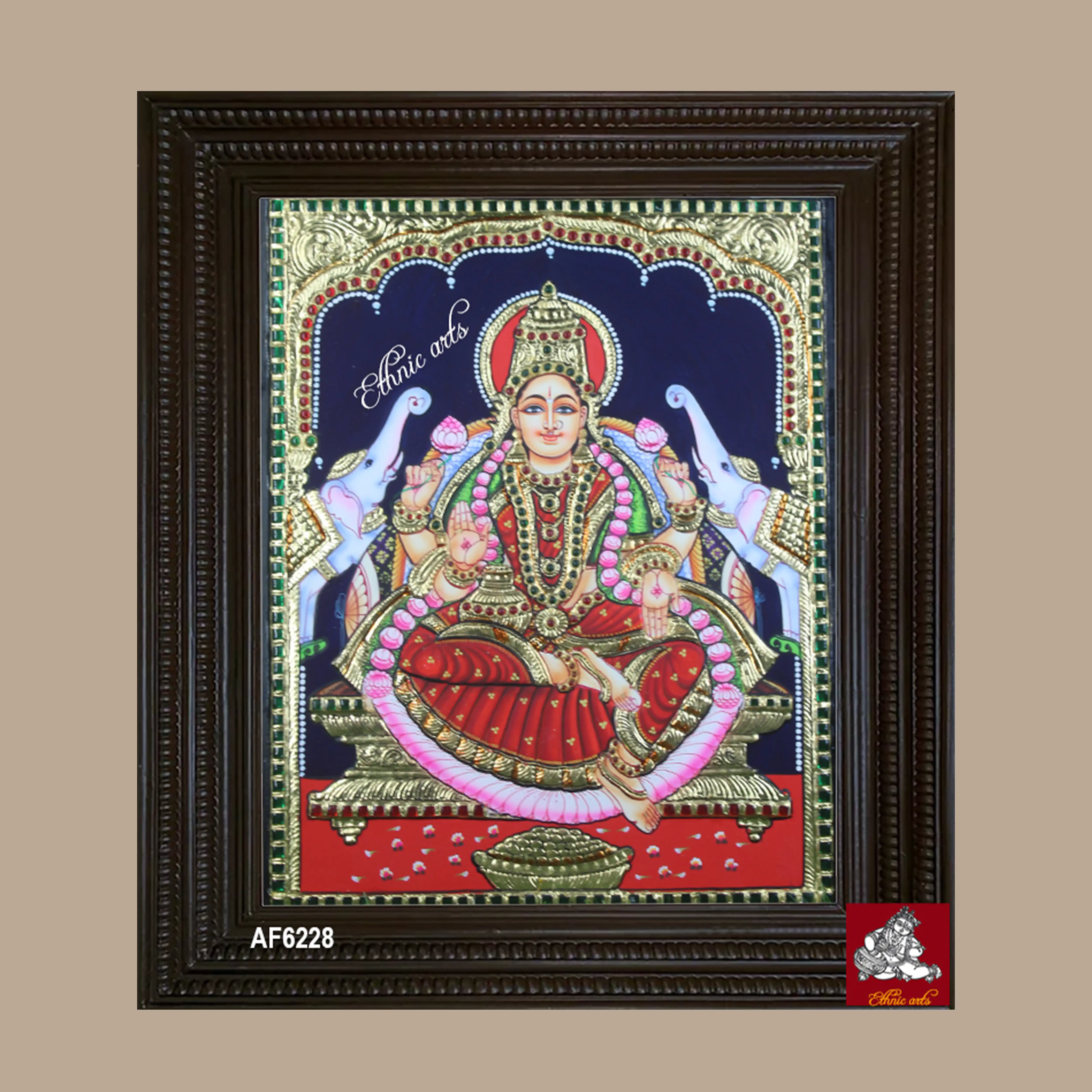 Tanjore painting of Goddess Gajalakshmi