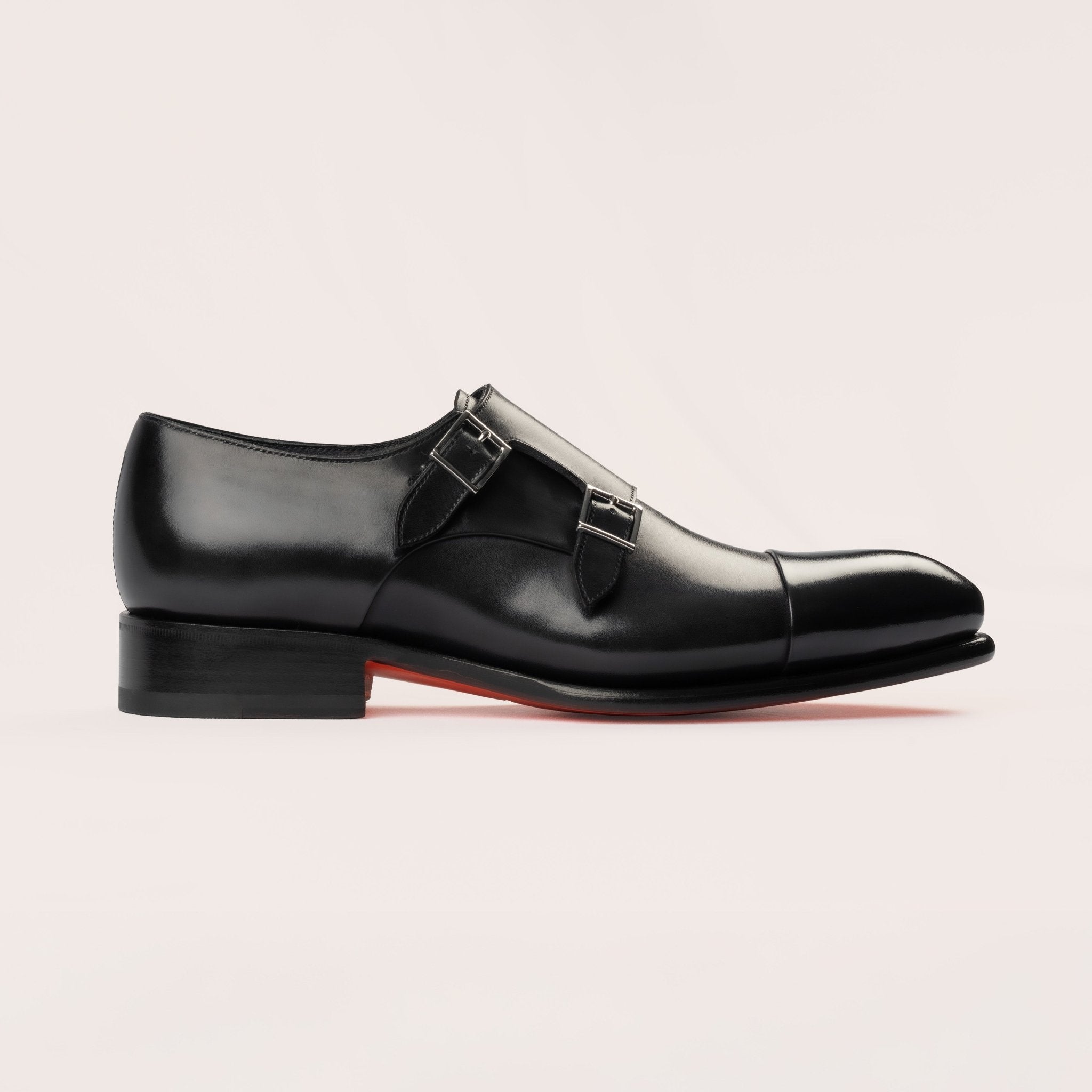 Men’s polished blue leather double - buckle shoe - Mandelli UK