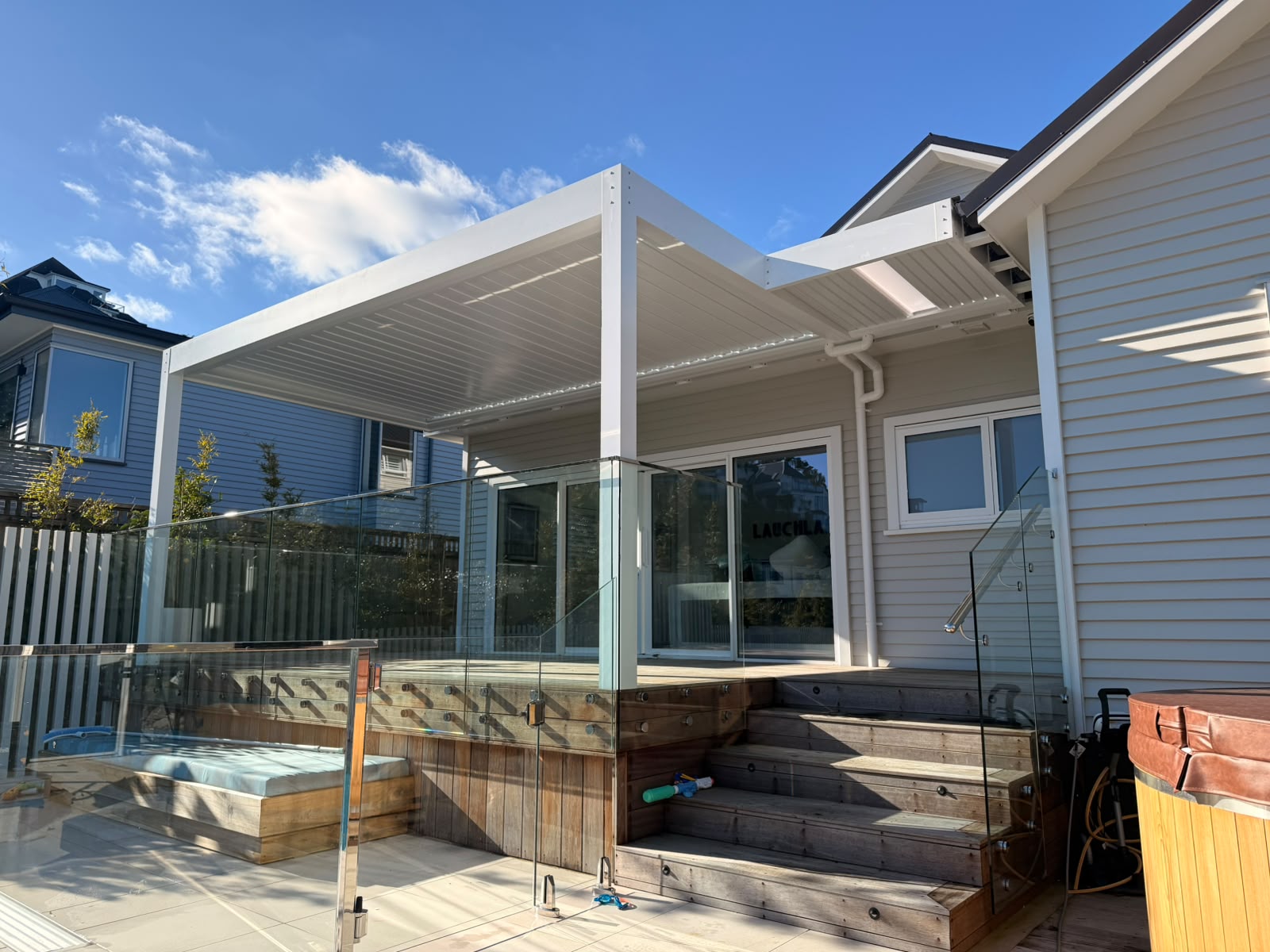 Kudos louvre pergola on decking