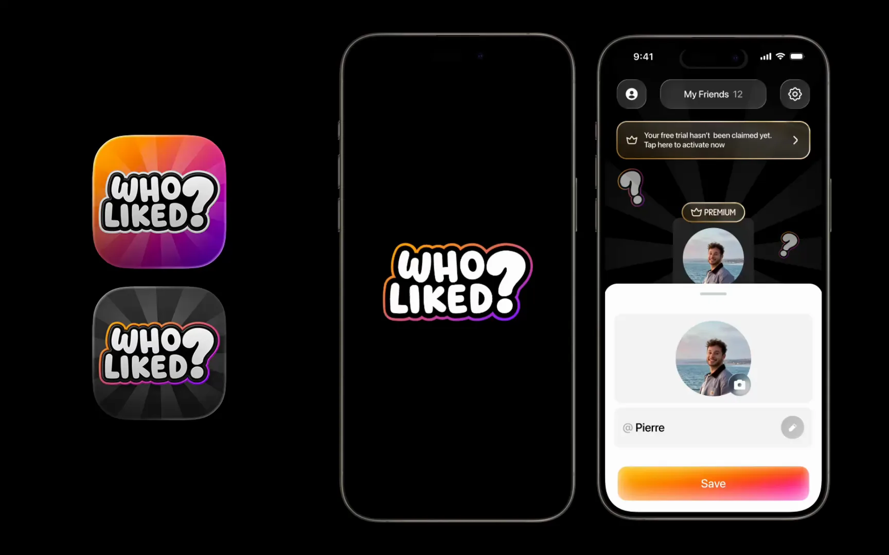 Who Liked app screens and icons, product and brand designed by Yumi