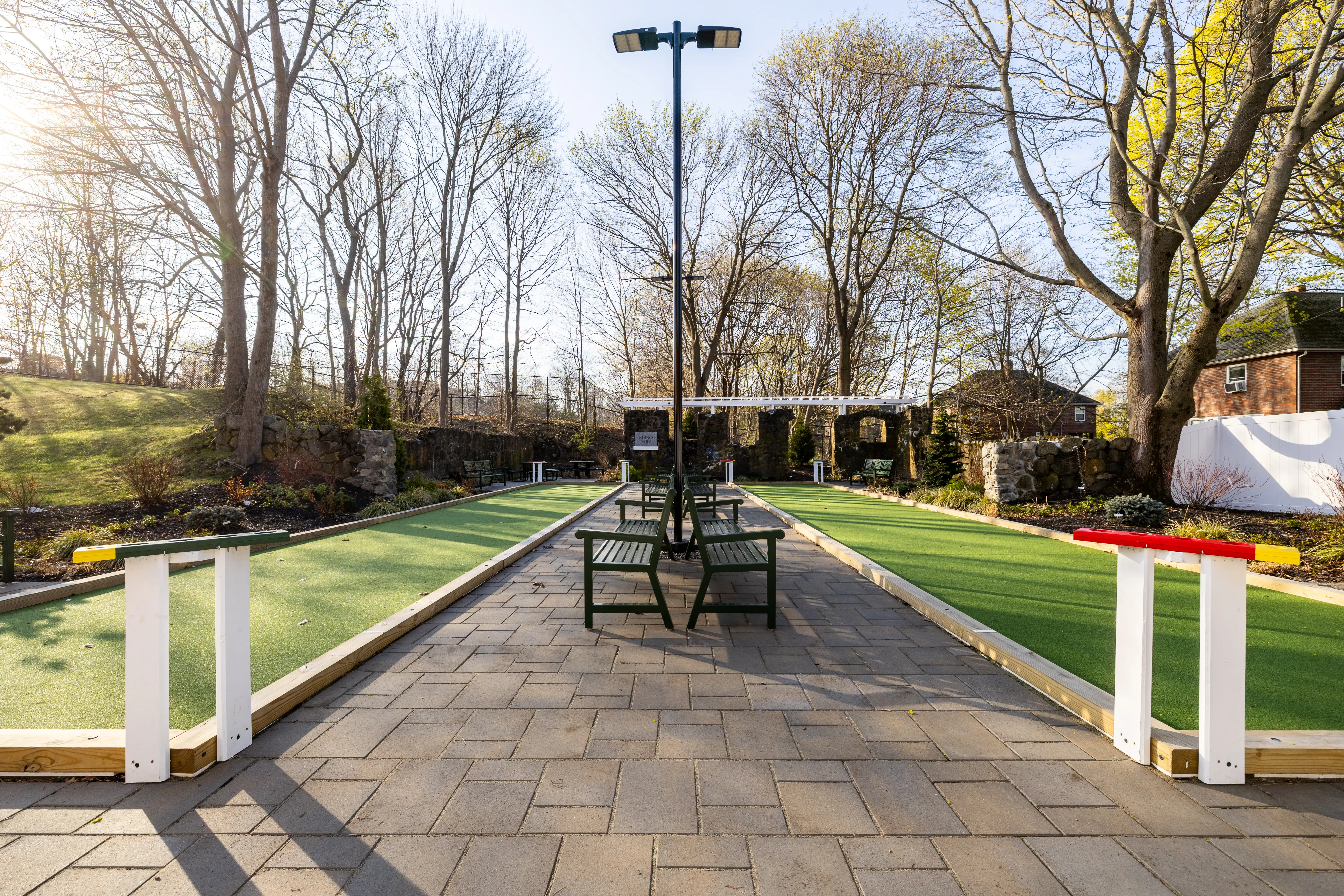 Price Landscape and Construction finished project of an outdoor bocce ball court