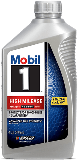 Bottle of Mobil 1 High Mileage Motor Oil