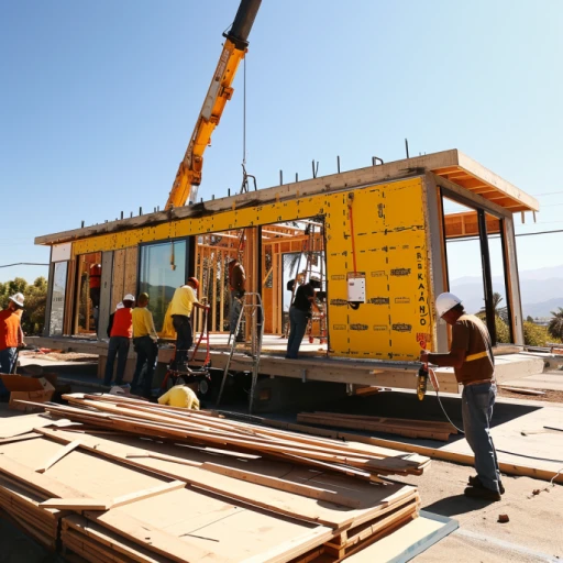 prefab home being built