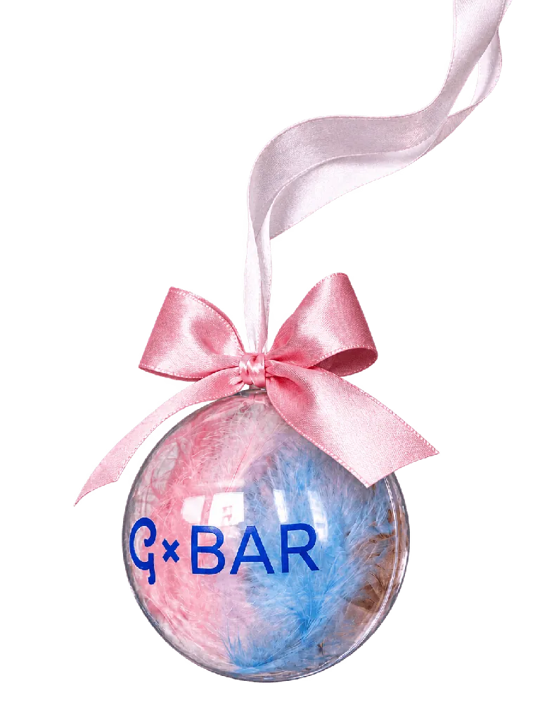 Куля G×BAR із рожевою стрічкою та рожево-блакитним пір’ям