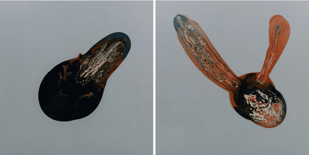 herd of sheep on road painting