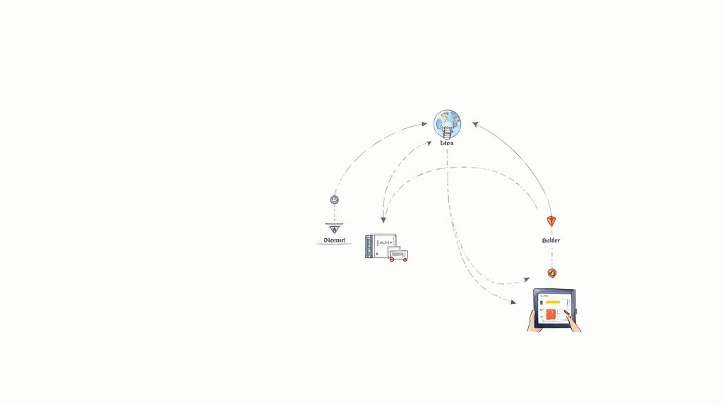 A person working on a laptop, illustrating the process of building and publishing a website.