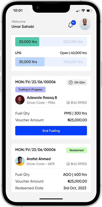 Fuel Depot Manager App home