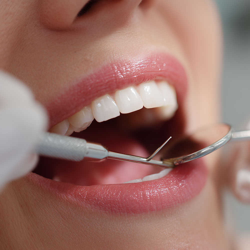 closeup of a dental inspection