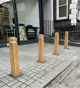 Stainless steel security bollard.