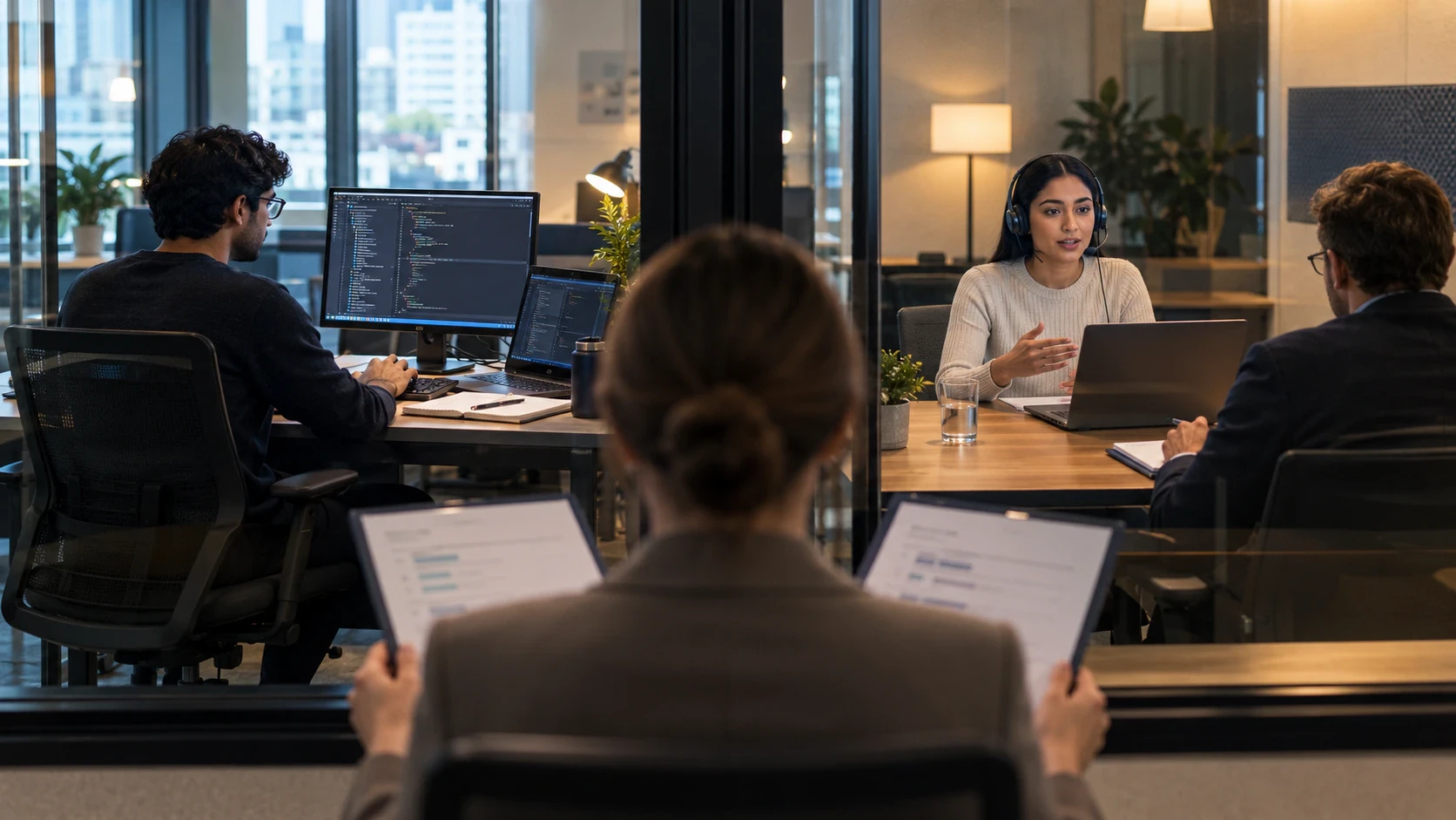 Talent acquisition leader comparing a practical coding assessment with structured interview evaluation evidence.