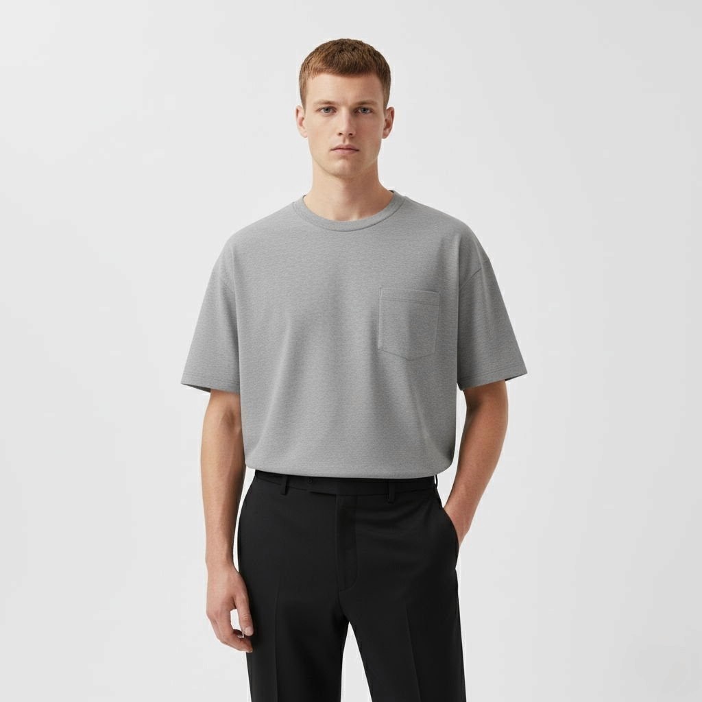 A model wearing a pocket Tee