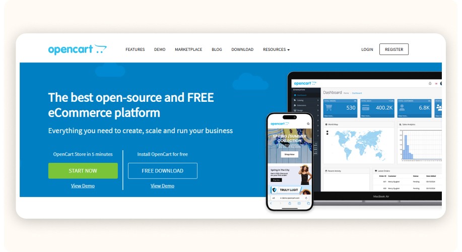 OpenCart homepage