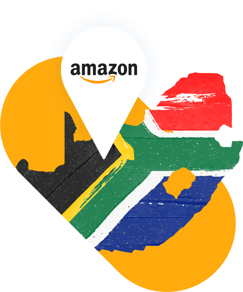 Amazon logo and South Africa flag