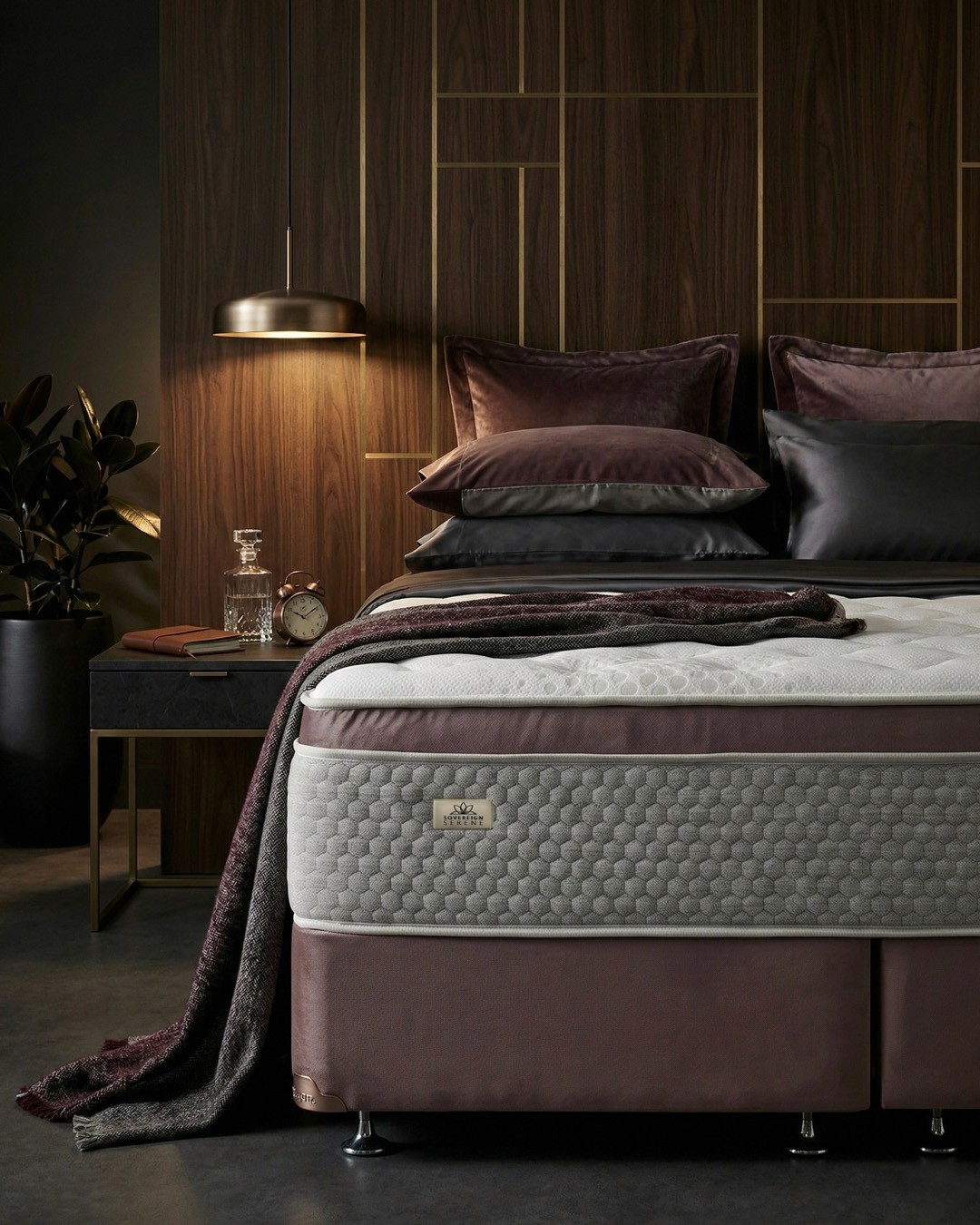 Warm wood kitchen with open shelves, spice jars, countertop decor, and a bowl of fruit.