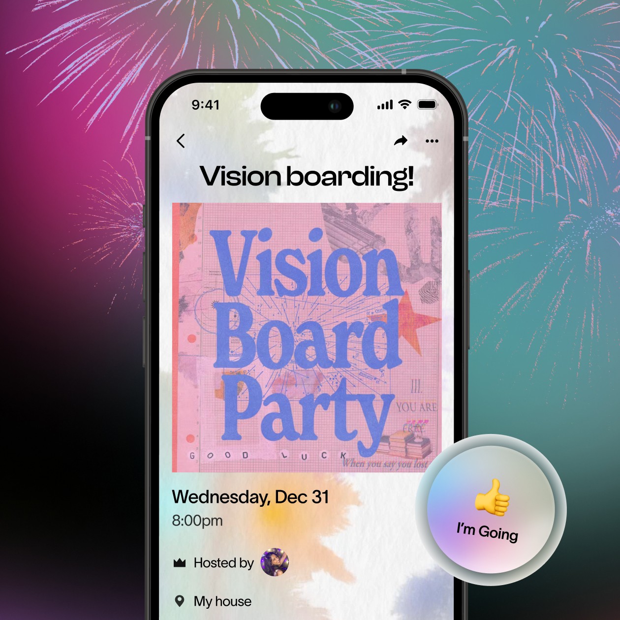 free invitation tempalte idea for nye vision board party to get inspo