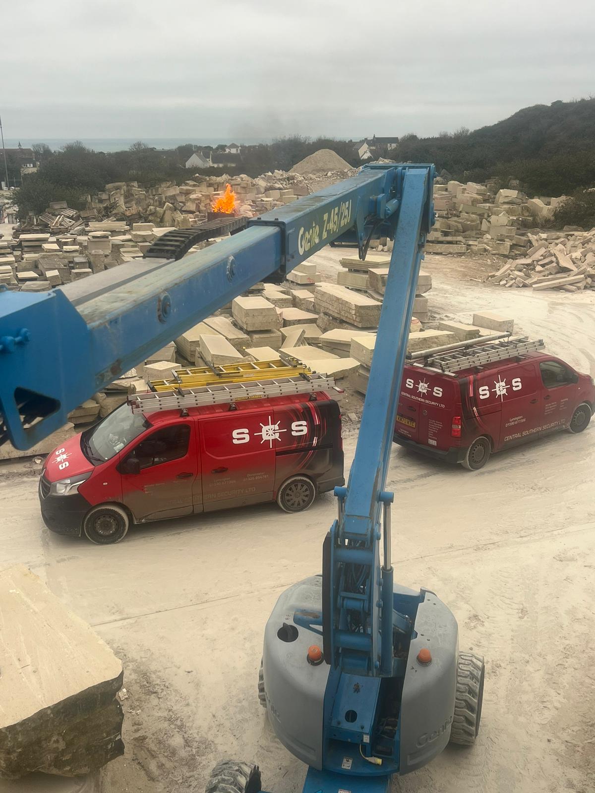 Security cameras monitor the surroundings from all angles.