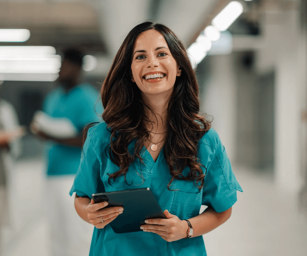 Female hospice nurse