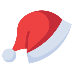 A cartoon Santa hat perched on a gift voucher widget