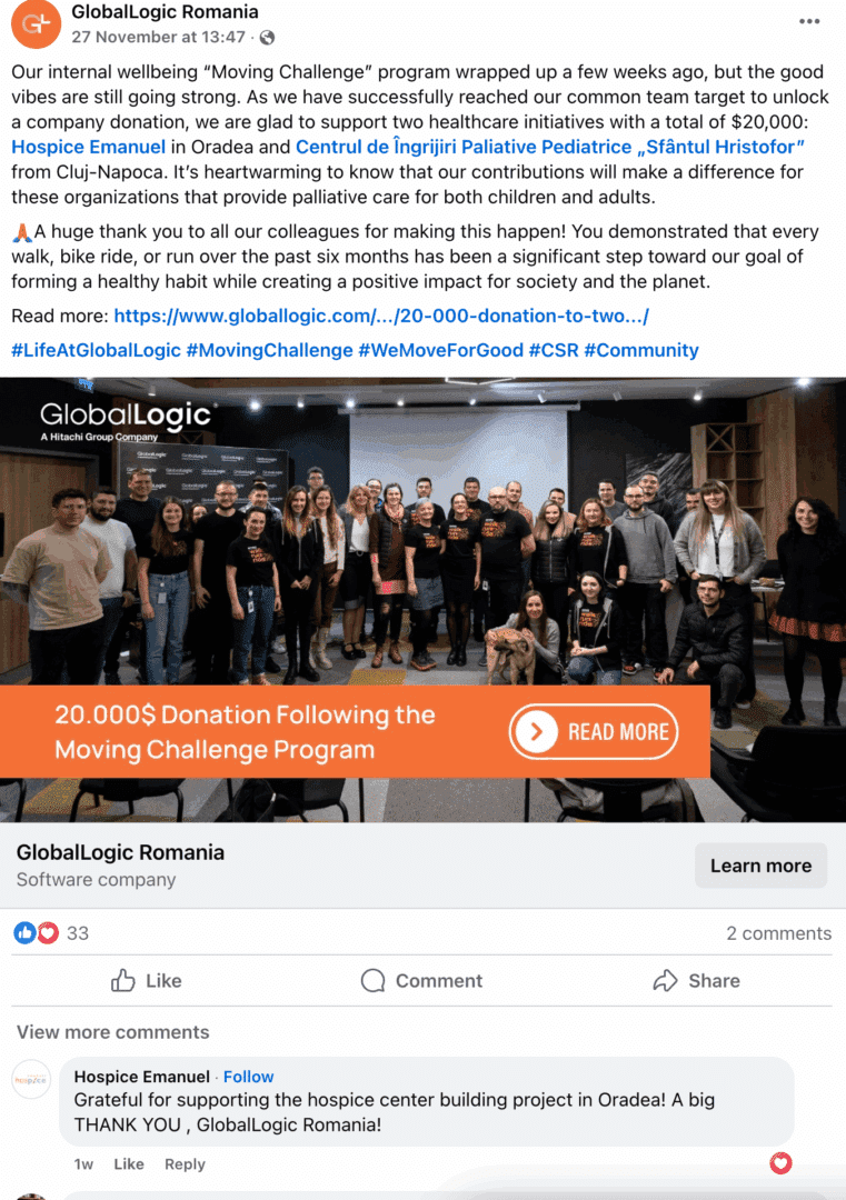 Marketing Spotlight: GlobalLogic Romania social media content