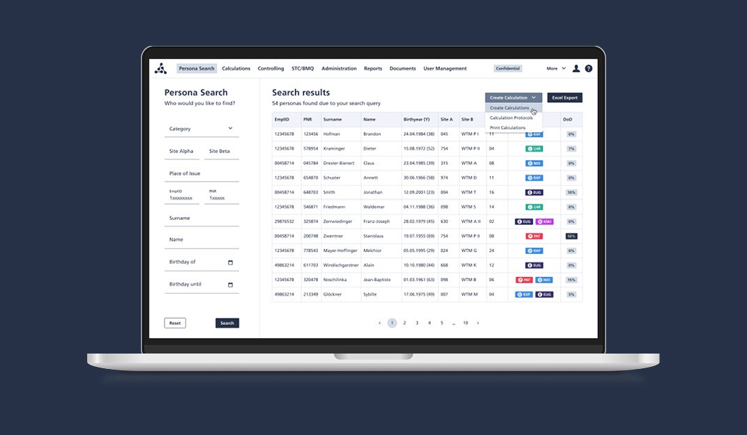 MockUp Persona Search Results