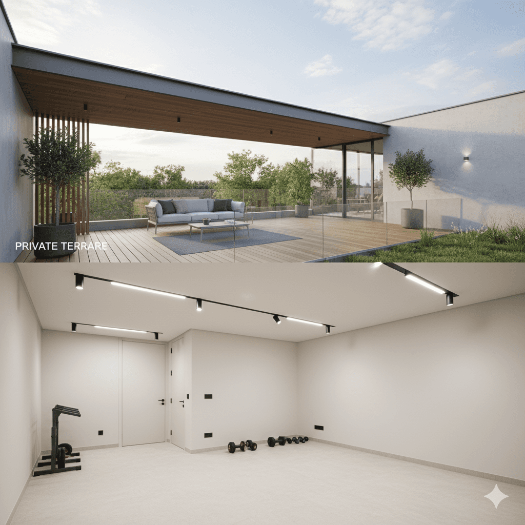 Luxurious private terrace space on a low-rise floor, M3M residential project
