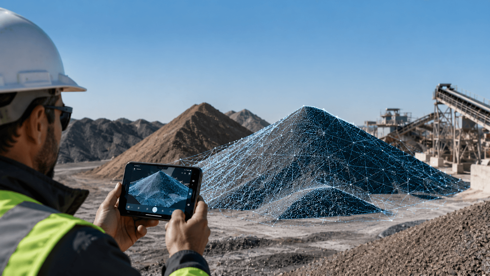 Digital surveying of a mining stockpile using modern measurement technology